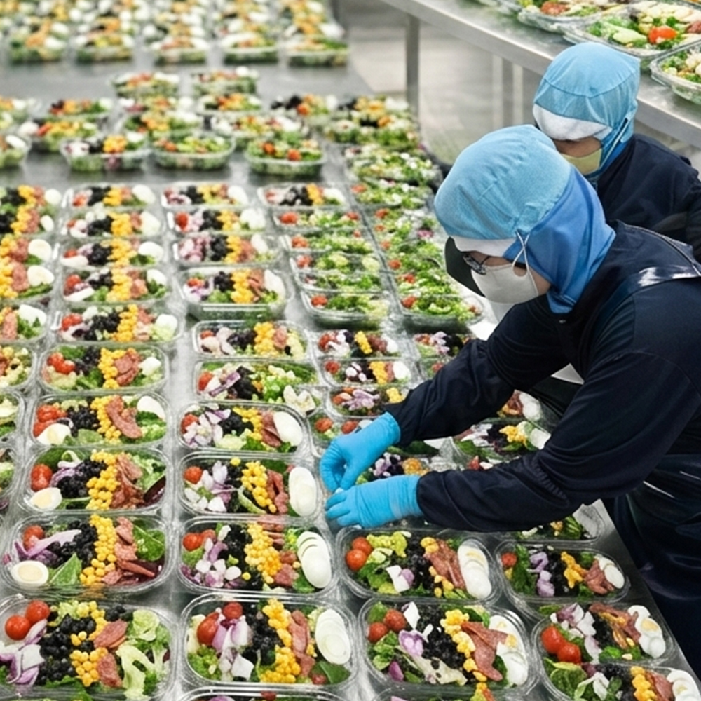 HACCP 자체 제조시설에서 샐러드를 검수·포장하는 공정